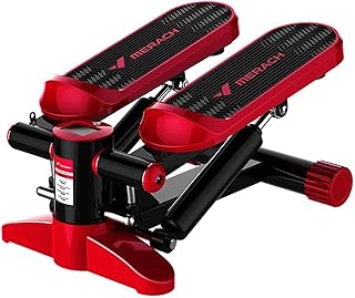 Mini-Stepper Swing Stepper Adjustable Stepper Stepping Machine With Resistance Bands Hydraulic Home Twist Stepper Ultra-Quiet Stepping Exercise Fitness Equipment (Red)