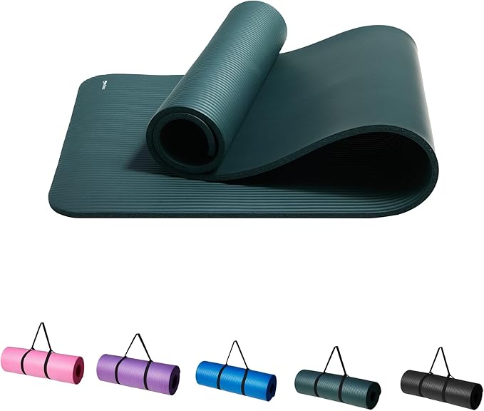 Amazonベーシック ヨガマット 厚め  キャリーストラップ付 トレーニングマット ストレッチマット ピラティスマット 188×61×1cm