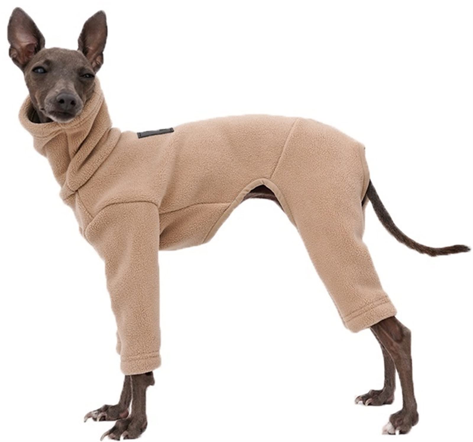 Dhgtep Beige Warm Velvet Coat For Greyhound, Whippet Dog Fleece Jumper With Legs, Windproof Turtleneck Dogs Fleece Onesie, Winter Dog Pajamas For Small Medium Large Dogs (Color : Size : XX-Large)