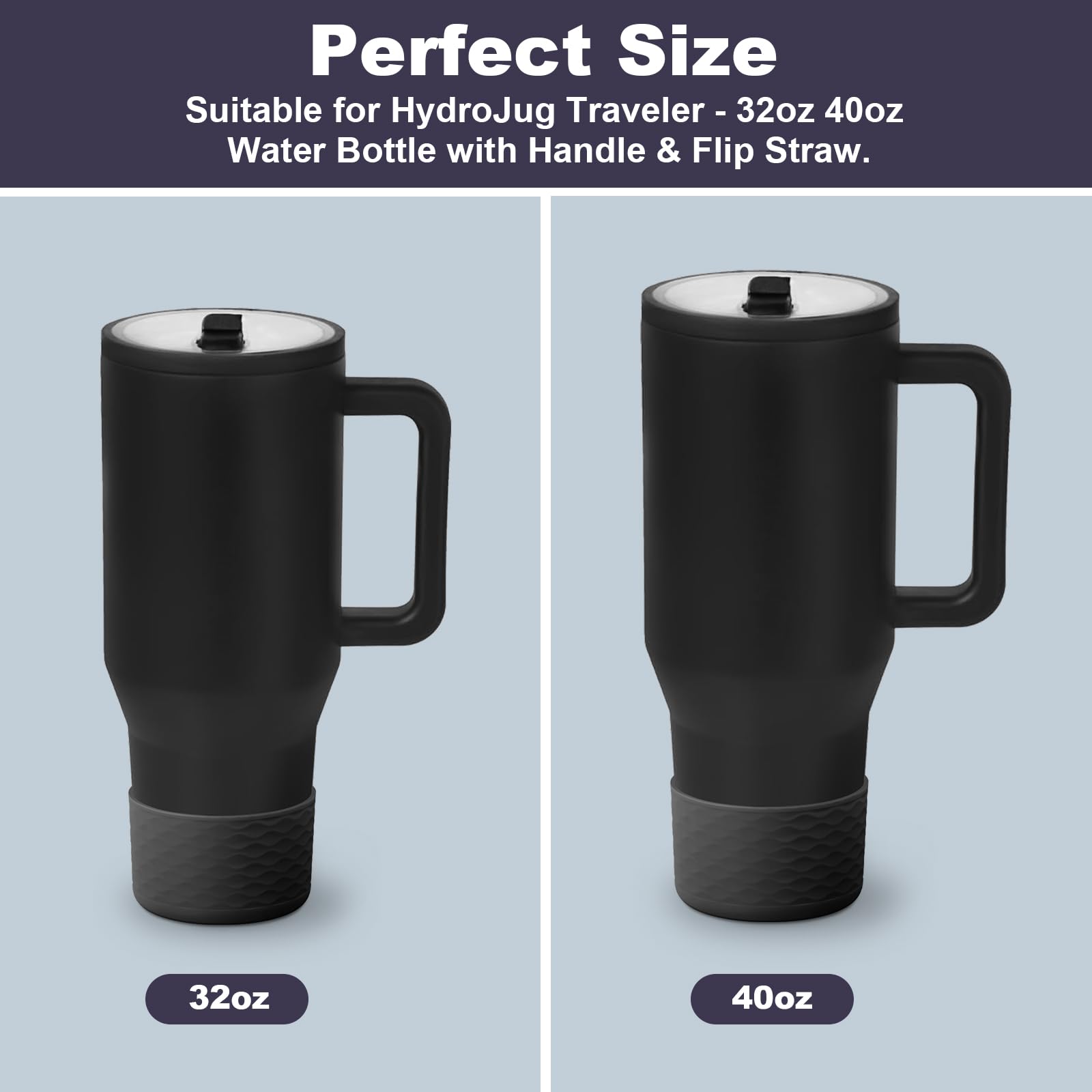 Yoelike 2 PCS Silicone Boot For HydroJug 40 Oz Tumbler - Anti-Slip Protective Sleeve, Bottom Bumper Cover