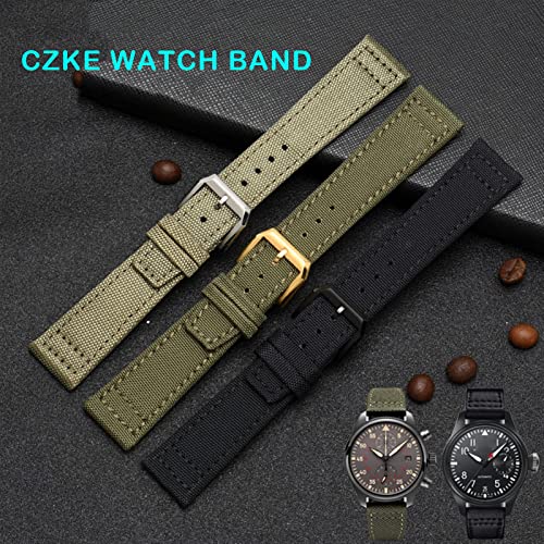 Correa para reloj IWC Pilot de nailon verde y negro resistente en 20, 21 y 22 mm 4