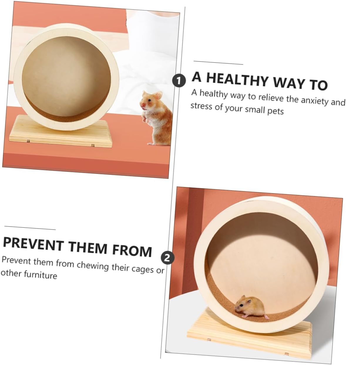 Pet Hamster Wheel Exercise Roller Wooden Jogging Wheel Toy Pet Hamster Running Wheel