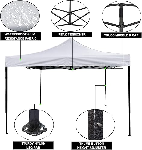 Miniatura 4 de Meet perfect Tienda de campaña desplegable de 10 x 10 pies, toldo de sombra fácil de instalar, toldo instantáneo para exteriores, kiosco portátil