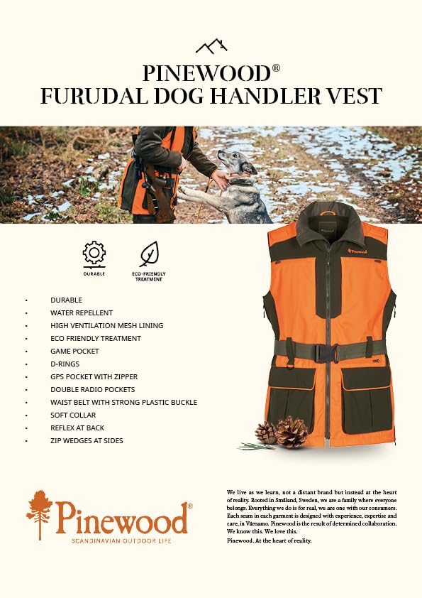 Pinewood Furudal Dog Handler Weste für Herren. Zum Wander, Trekking, Jagd, Hundesport und viele Outdoor Aktivitäten (L)