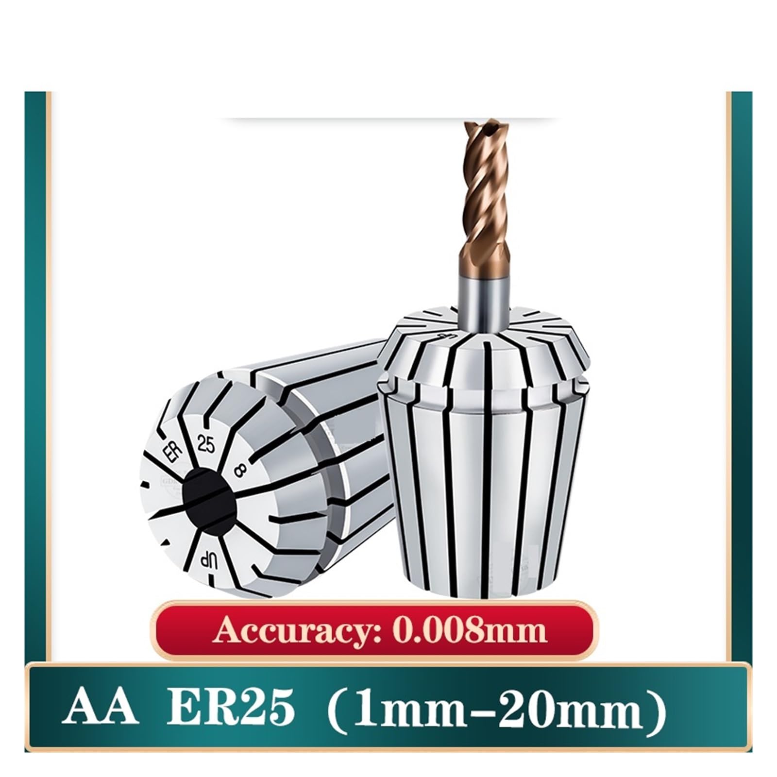 Collet Pinza ER25, mandril de pinza ER de alta precisión 0,008, 1 mm-20 mm, juego de soporte portaherramientas er25(ER25-20)