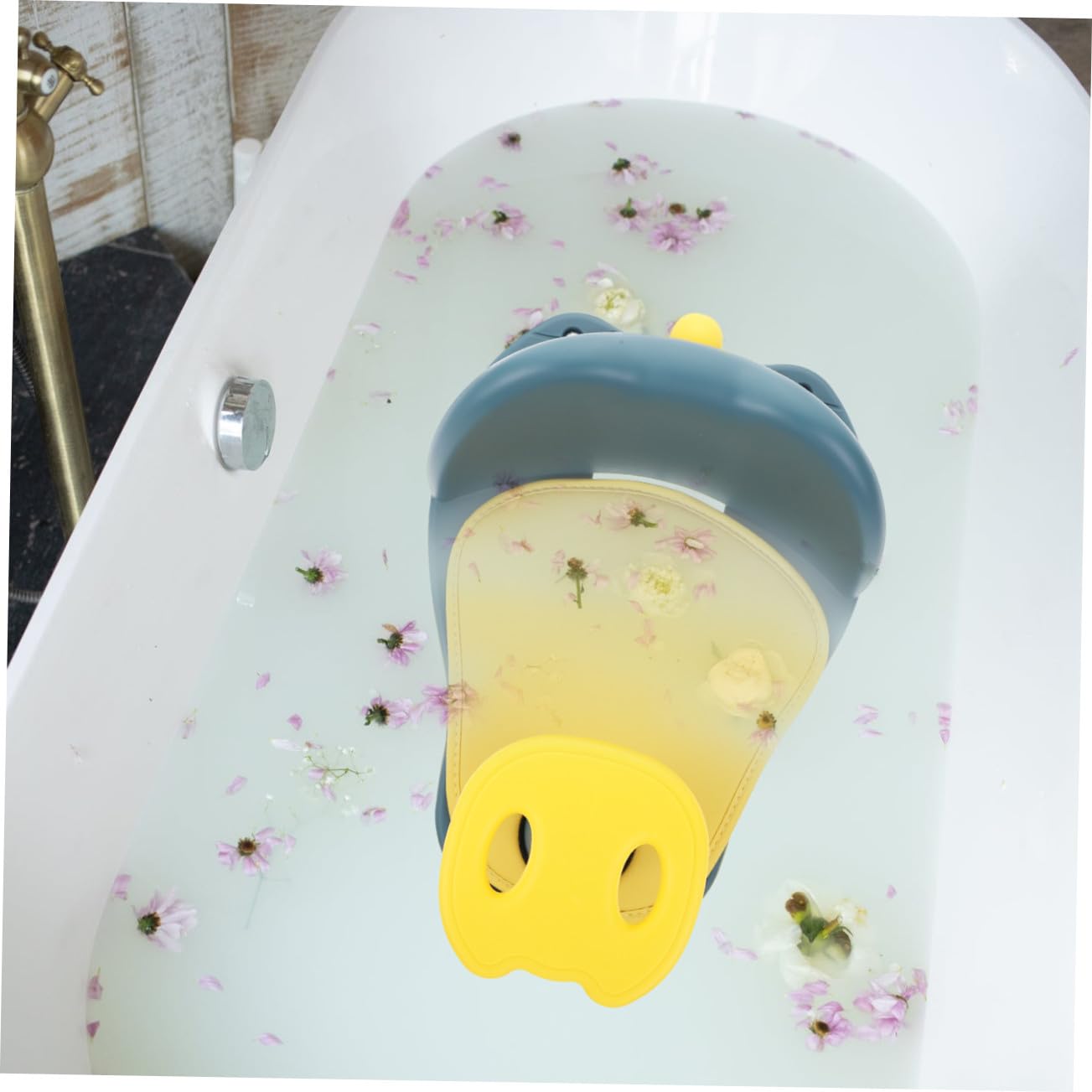 Asiento de Baño Antideslizante con Respaldo para Recién Nacido Soporte y Cómodo Material Duradero y Fácil de Usar Ducha y Bañera Color Azul Marino con Base para