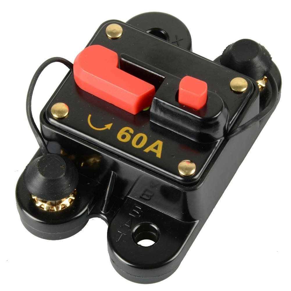RKURCKCircuit Breaker 60A 80A 100A 150A 200A 250A Car Audio Fuse Holder for Trolling Motor Auto Marine Boat ATV RV Stereo Audio Inverter System Protection 60 Amp