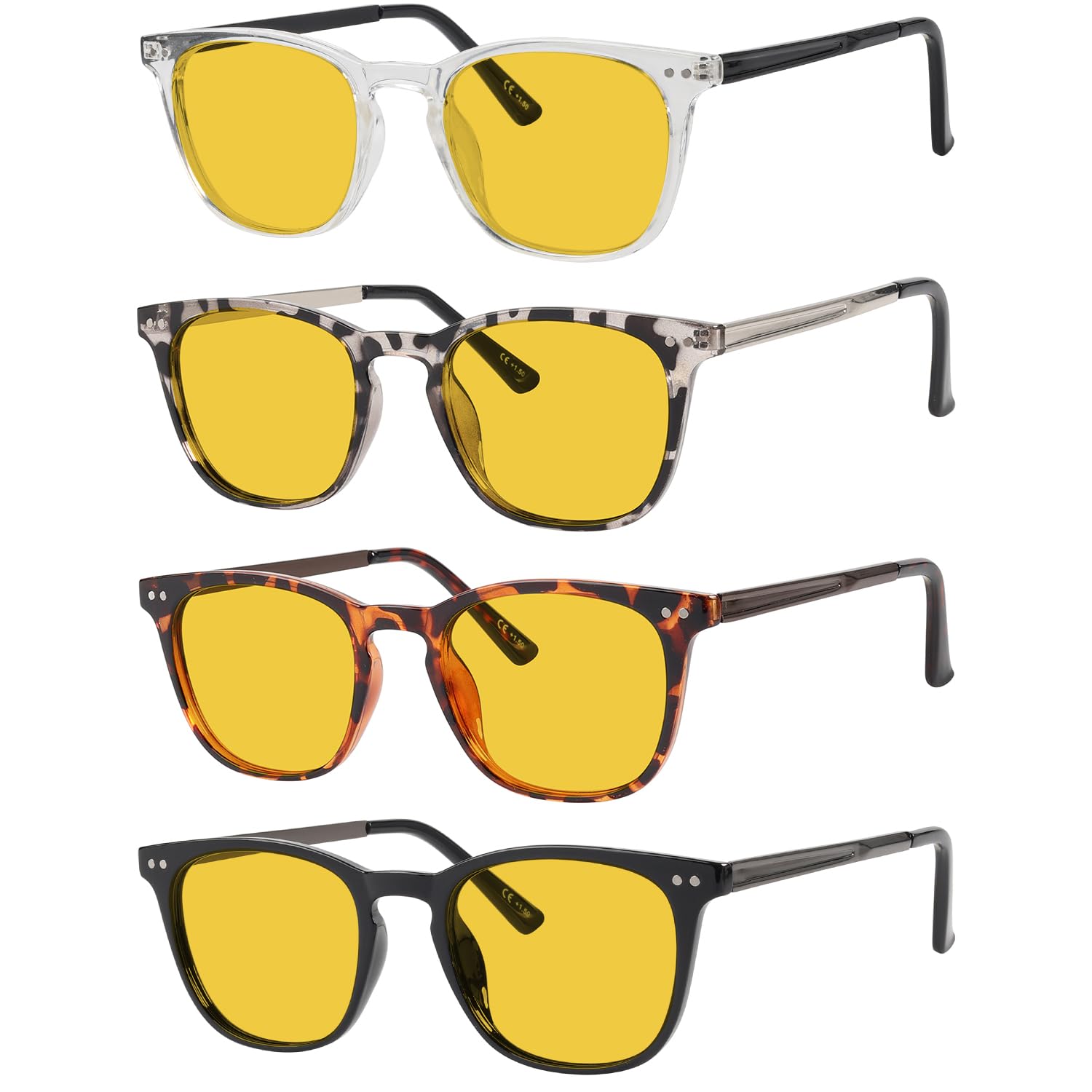 Eyekepper Multipack Amber tinted Blue Light Blocking Reading Glasses for Women Men Readers Computer Eyeglasses