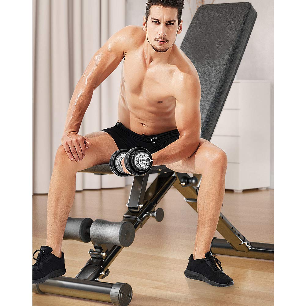 Panca per Allenamento con Pesi Pieghevole Regolabile, Panca per Sollevamento Pesi, Resistente, Piana/inclinata/declinata, per Palestra di casa (Nera)