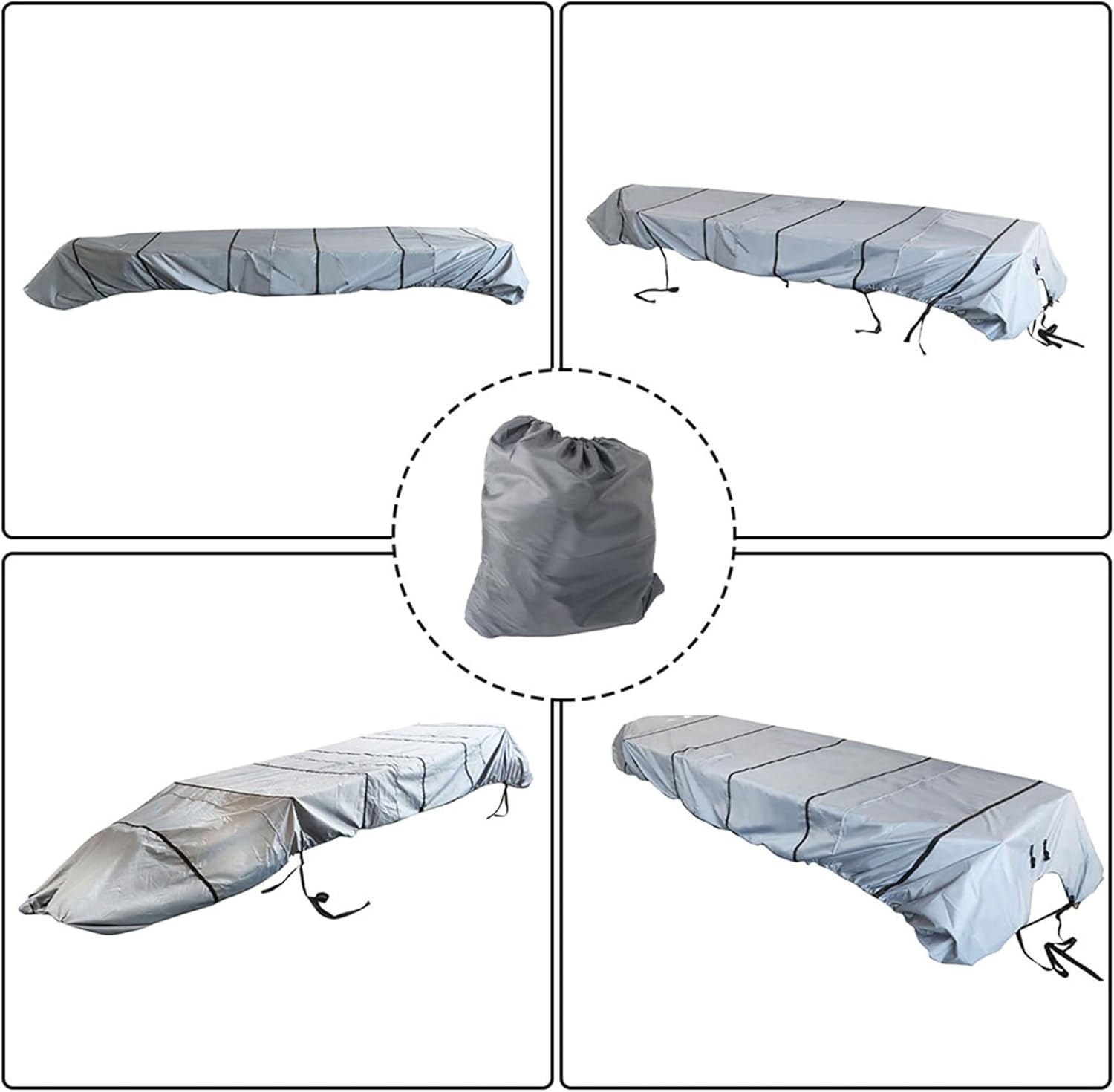 WFLNHB 210D Heavy Duty Trailerable Boat Cover Replacement for Jon Boat-Grey