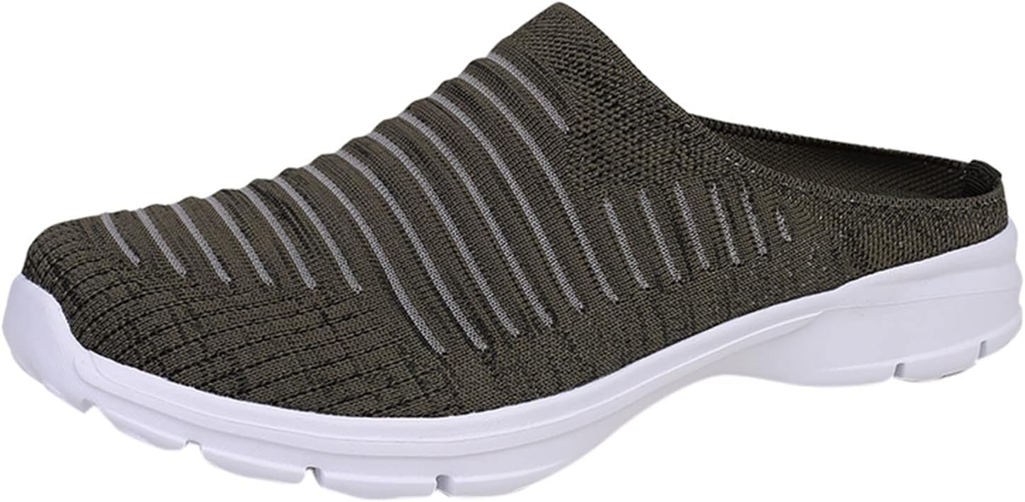 Backless Sneakers Mules Shoes for Men Women Unisex Lightweight Breathable Mesh Walking Mules Sneakers Open Back Slip on Shoe Closed Toe Shoes Wide Width Clogs