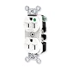 Hubbell HBL8200HW Duplex Receptacle, Compact Hospital Grade, 15 amp, 125V, 5-15R, White