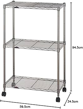 Amazon.co.jp: ドウシシャ ルミナス ブラック 幅60 3段 スチールラック