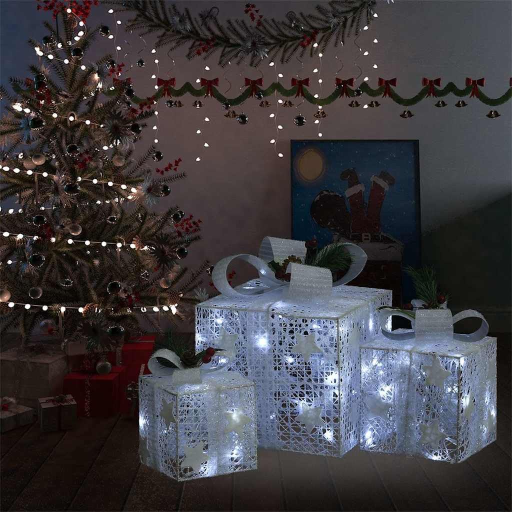 3 LED Cadeaudozen met Timer - Decoratieve Verlichte Kerstdecoratie voor een