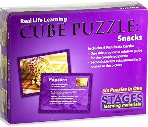 Miniatura 3 de Etapas Materiales de Aprendizaje Imagen Real Snack Foods Cubo de Madera Puzzle Constructor de Lenguaje Rompecabezas Preescolar 6 rompecabezas en 1,