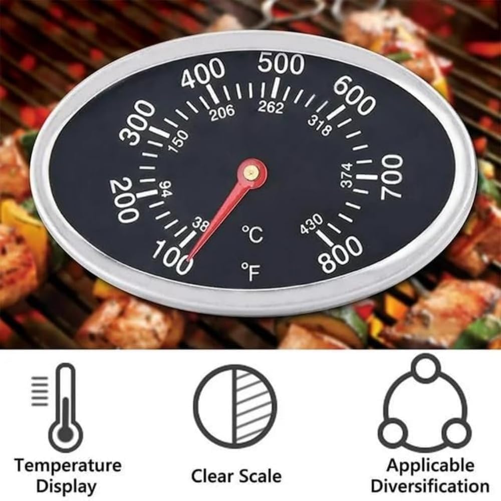 Grill Lid Thermometer Replacement for Nexgrill 720 Series (720-0697/720-0737/720-0830H/720-0888) - BBQ Temperature Gauge, Heat Indicator and Outdoor Cooking Tools