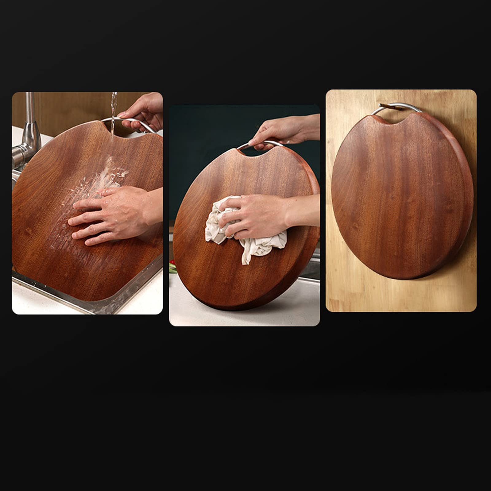 Amazon | まな板 天然黒檀の丸いまな板、Φ360mm*30mm円型 接着剤