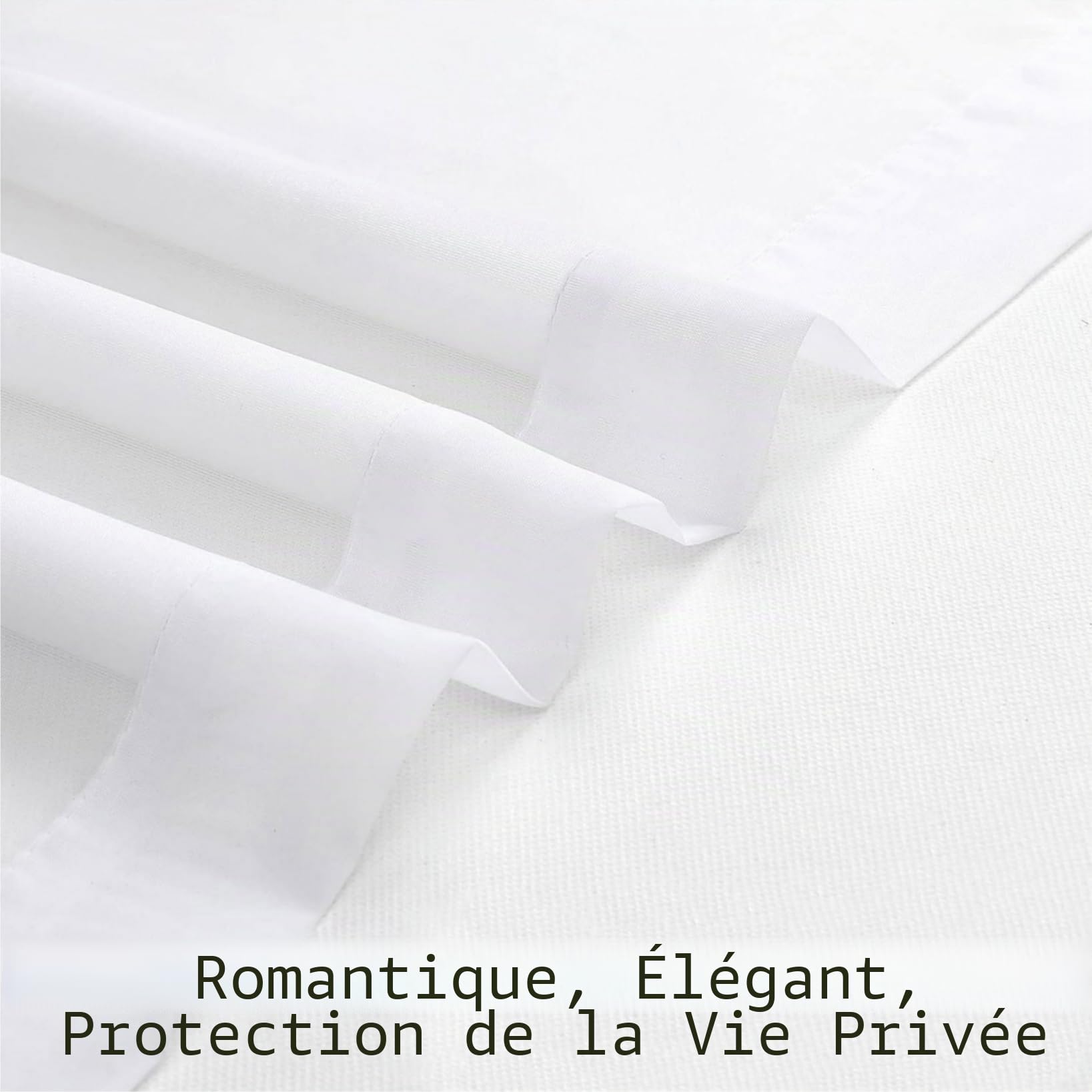 Rideau Voilage 200 x 220 cm Bloquer Soleil Anti-UV, Doux et Esthétiques Transparent Rideaux Salon Décoration de Maison pour Fenêtre Porte Cuisine Chambre Enfant, Blanc