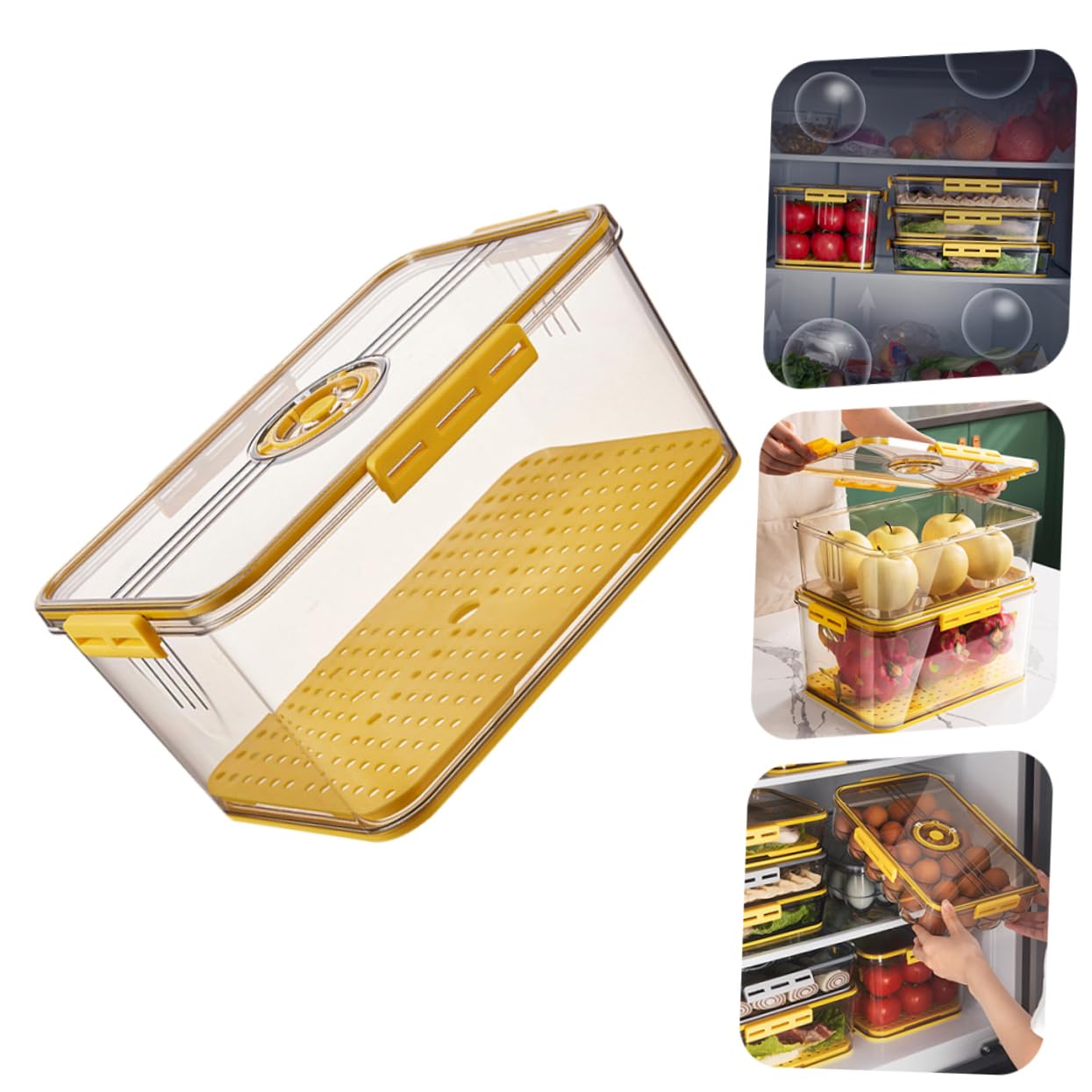 MAGICLULU Gefrierbox Kühlschrankbox mit Deckel Aufbewahrungsboxen für Kühlschrank Obstbox mit Trennwänden zum Abtropfen Stauraumbox für Gefrierschrank