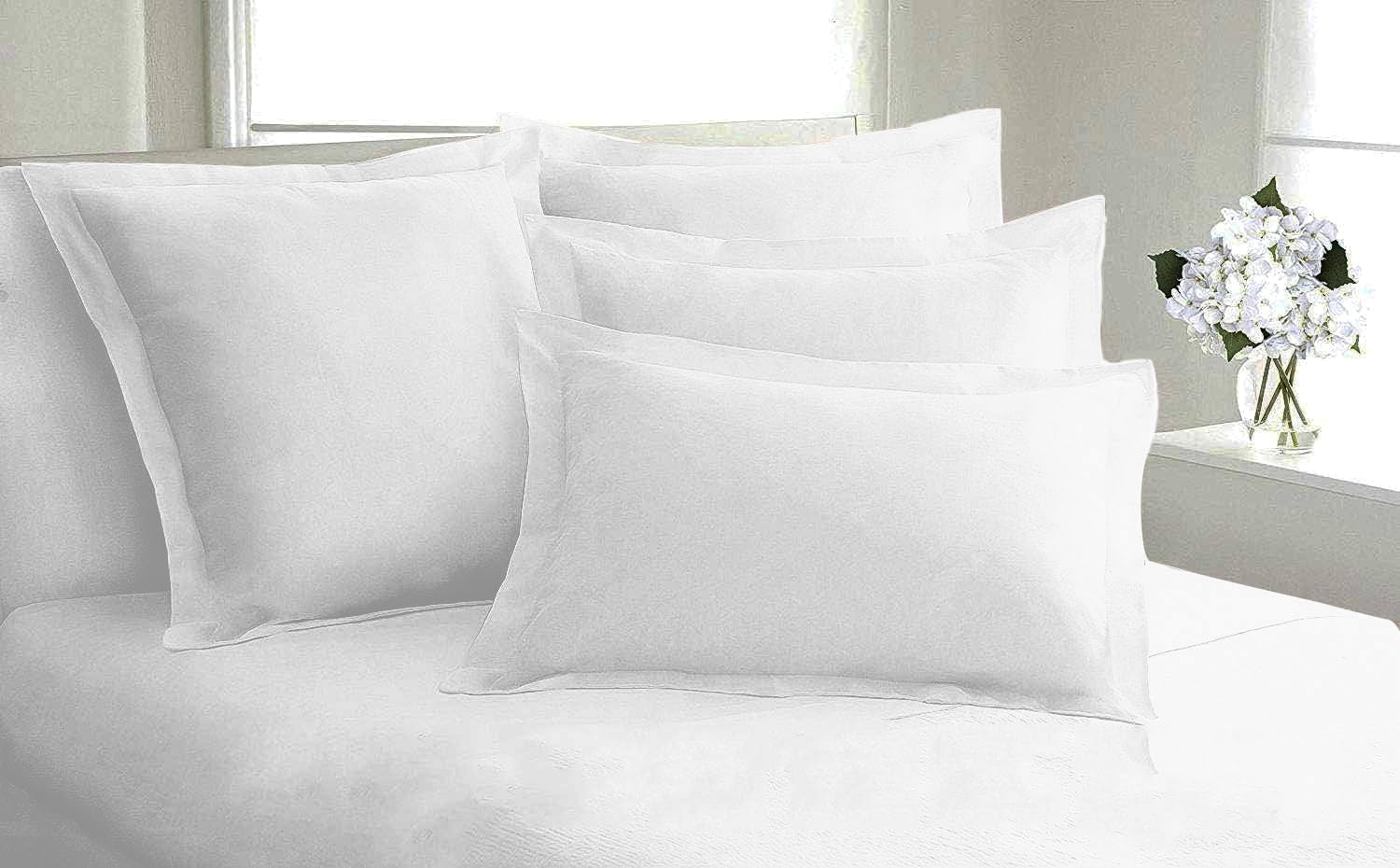 Bluemoon Homes Set of 2 Pilow Shams 100% Egyptian Cotton Pillow Cover Protector Premium Hotel Quality Bedding (King Size (20"X40"), White)