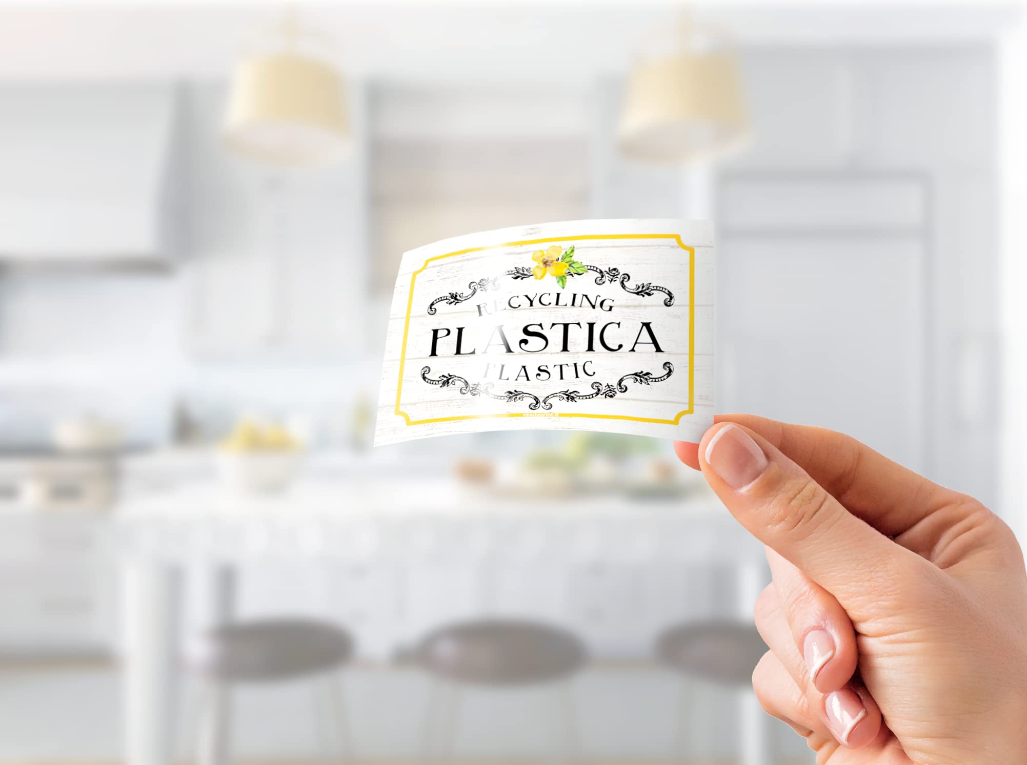 Adesivi Per Raccolta Differenziata - 5 Pezzi 10x7cm, Stile Shabby, PVC Impermeabile, Made In Italy - Foto 13