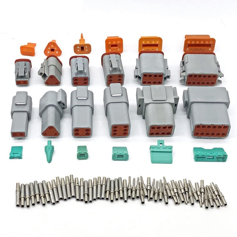 1 sets deutsch DT 2 3 4 6 8 12 Conector a prueba de agua AUTOMO AUTOMÁTICO DE PIN MAJO sellado automotriz con pines sólidos Tamaño 16-20 Awg(12P gray)