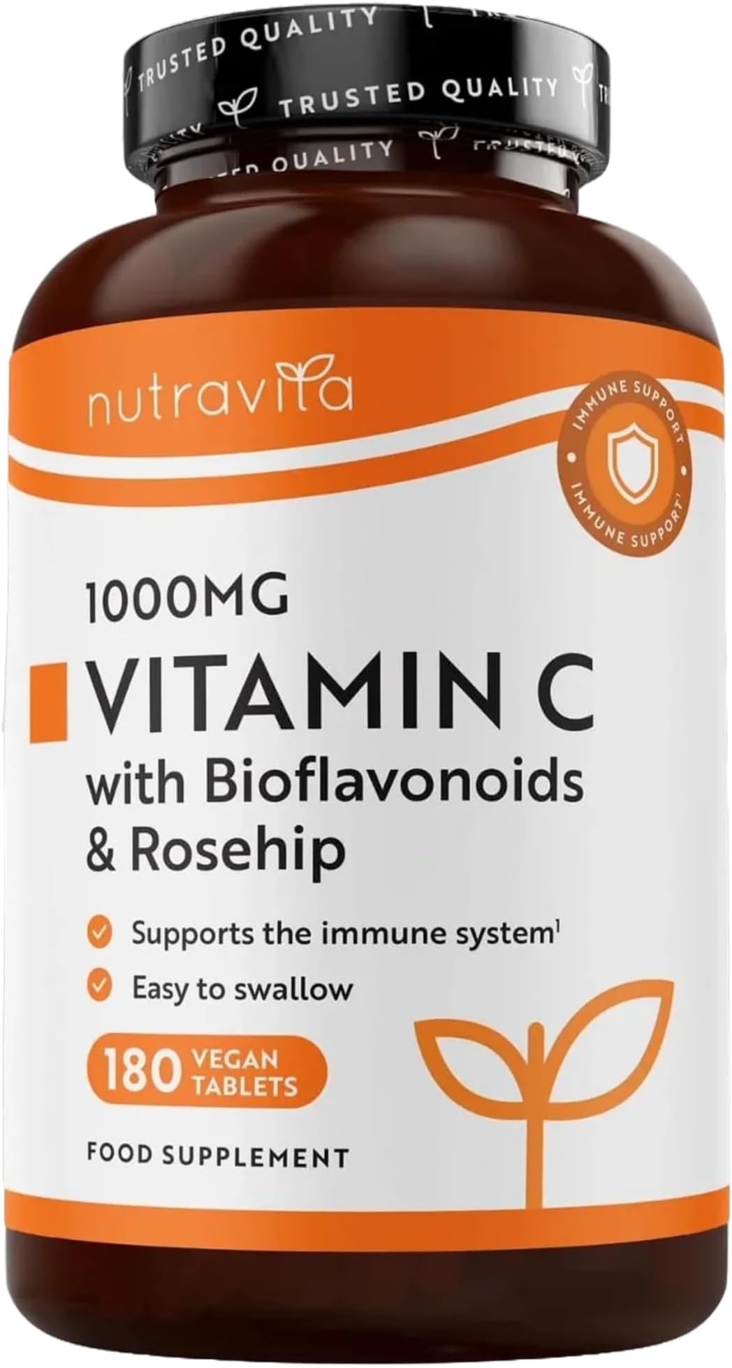 Nutravita Vitamin C With Bioflavonoid & Rosehip 185 Vegetarian Tablets Made In The Uk