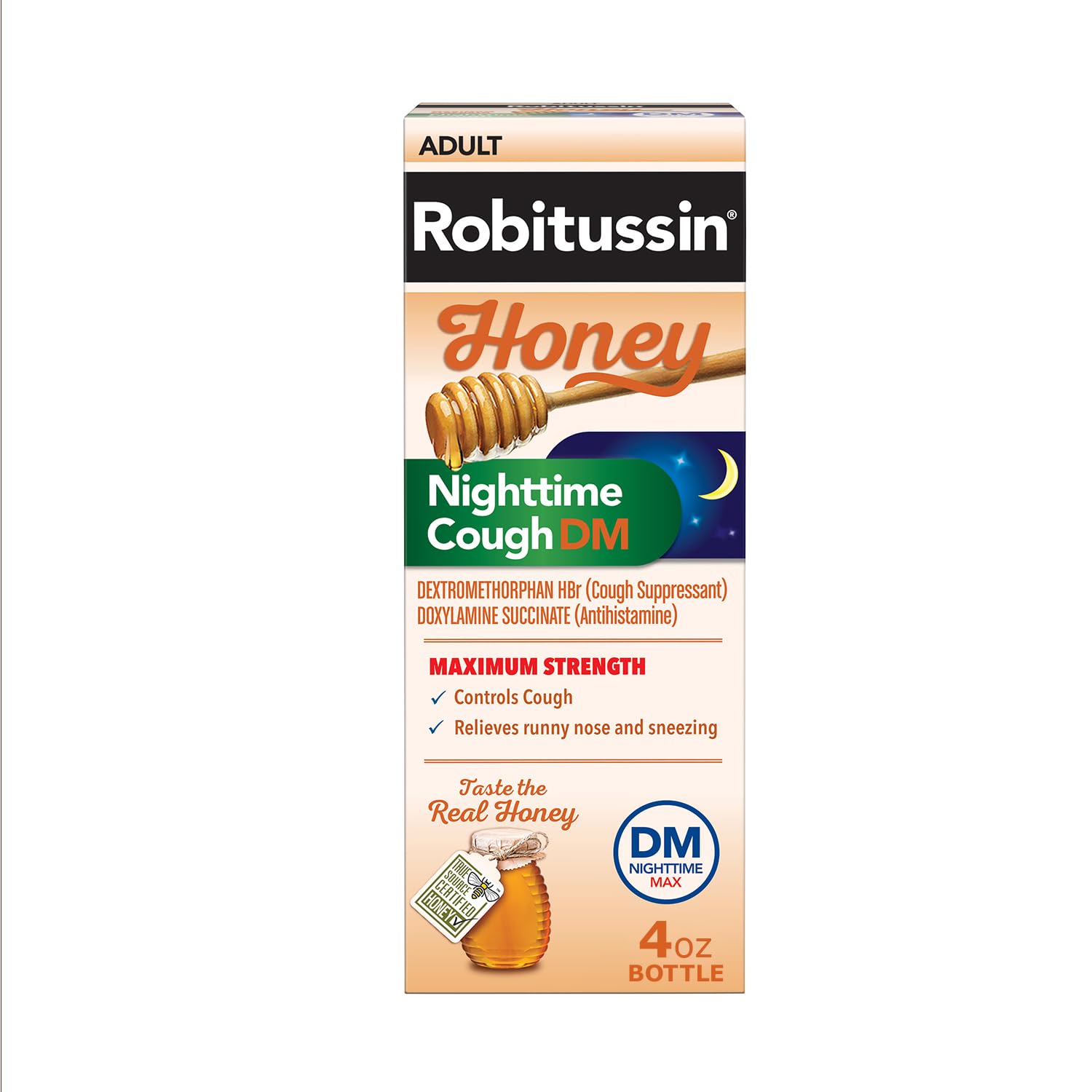 Robitussin Honey Nighttime Cough DM Max - Adult Formula, 4 Fl Oz