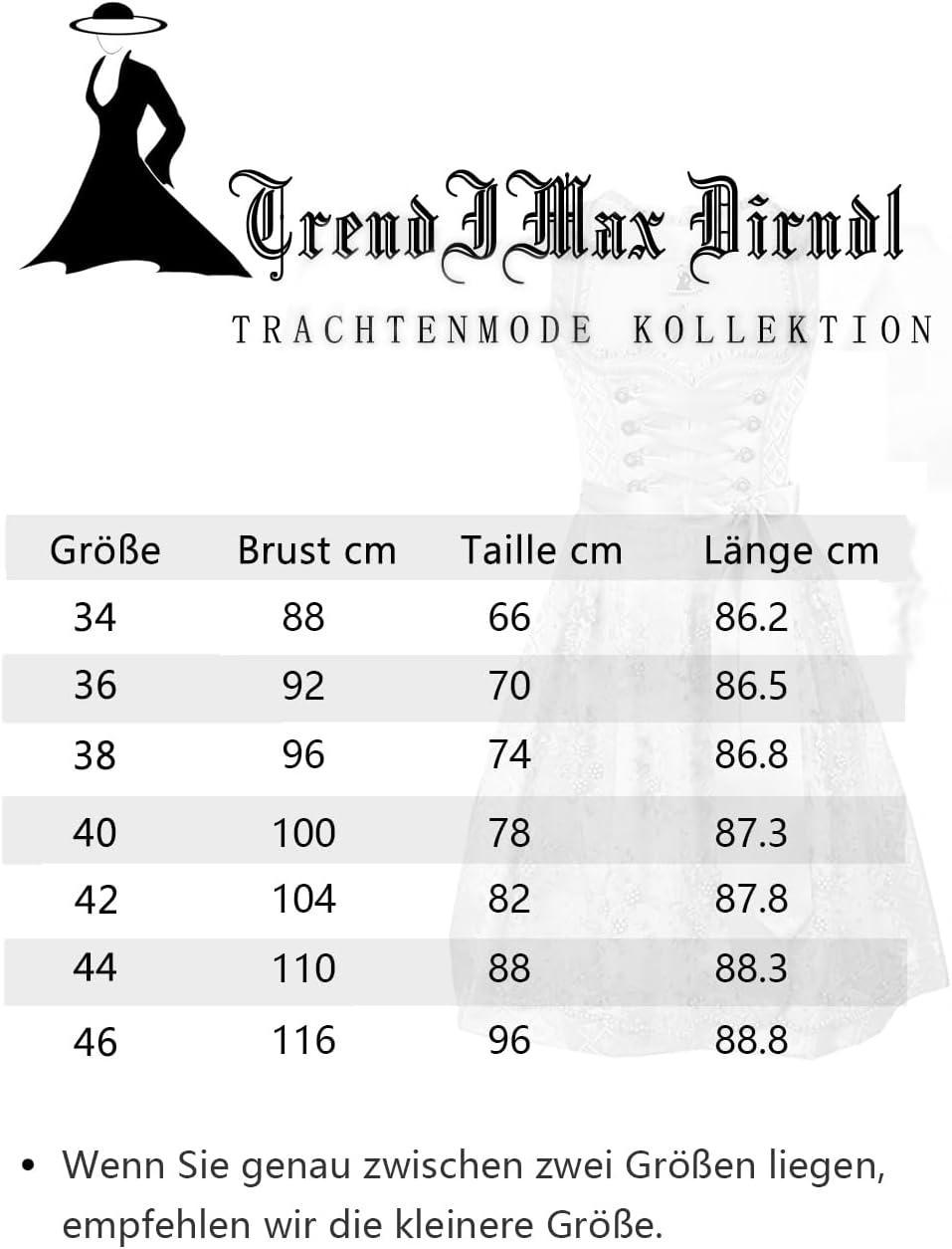 TrendiMax Trachten Damen Dirndl Midi Dirndlkleid Trachtenkleid Elegantes Kleid für Oktoberfest