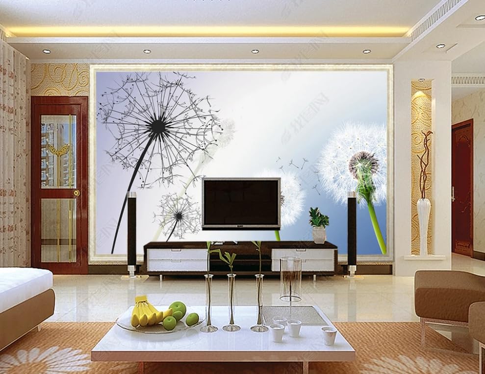 Papier peint intissé pissenlit pour habiller un grand mur blanc sans peindre