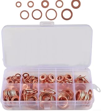 aluminum Metric Sealing Washers set, 50/100/120 pcs for Solid aluminum Washer Set Copper Flat Washer Gasket Assortment Kit Sump Gasket Crush Washer Assortment Hardware Accessories