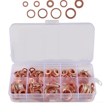 aluminum Metric Sealing Washers set, 50/100/120 pcs for Solid aluminum Washer Set Copper Flat Washer Gasket Assortment Kit Sump Gasket Crush Washer Assortment Hardware Accessories