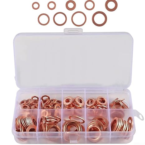 aluminum Metric Sealing Washers set, 50/100/120 pcs for Solid aluminum Washer Set Copper Flat Washer Gasket Assortment Kit Sump Gasket Crush Washer Assortment Hardware Accessories