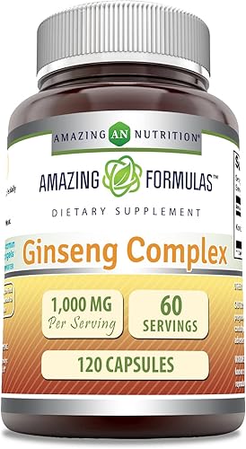 Miniatura 10 de Amazing Formulas Complejo de ginseng de 1000 mg de extracto de ginseng coreano 41, suplemento de 120 cápsulas  Sin OMG  Sin gluten  Fabricado en
