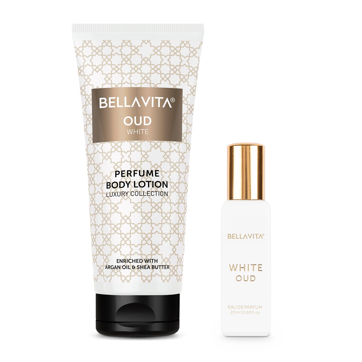 Bella Vita Luxury WHITE OUD Unisex Eau De Parfum OUD WHITE Perfume Body Lotion For Nourishing Hydrating Soft Supplehealthy Skin With Argan Oil And Shea Butter 200 Ml