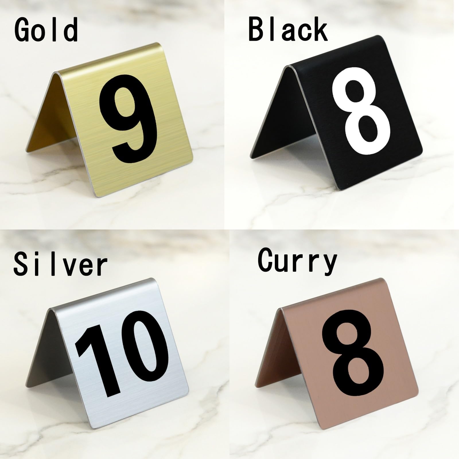 Tischschilder/Tischkarten/Platzkarten/Tischnummernschilder Edelstahl Stapelbare Tischnummern, 1 Bis 10, Doppelseitige Zahlen, Zahlen Tischkarten Restaurants Platzkarten(Gold,81~90)