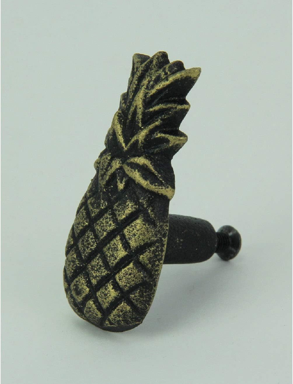 Chesapeake Set of 12 Antique Brass Finish Cast Iron Pineapple Drawer Pulls - Easy Installation - 2.25 Inches High Vintage Tropical Cabinet Knobs for Whimsical and Timeless Decor
