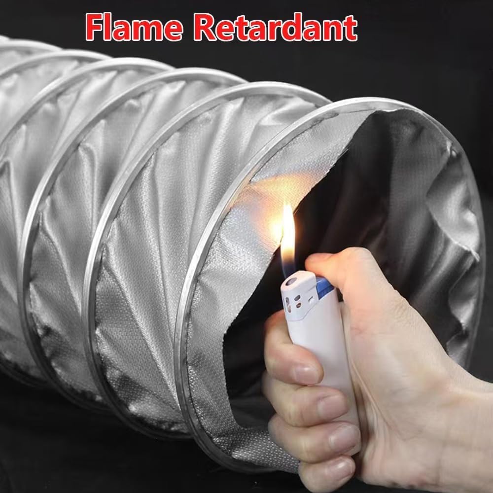 Manguera De Conducto De Aire Flexible RV Gris Manguera De Ventilación HVAC, Conducto De Ventilación De Fibra De Vidrio, Resistente Al Fuego(L 3m/(9.84ft),450mm(17 3/4"))