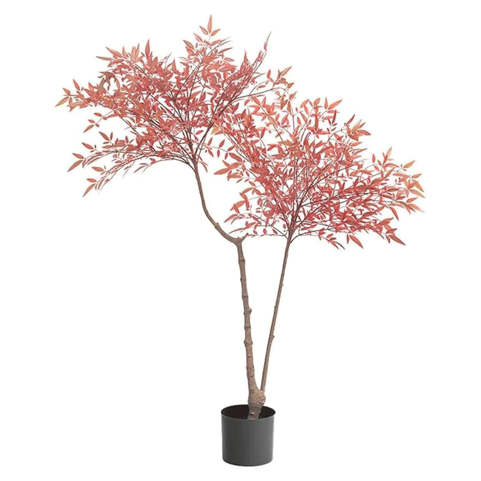 HCZKIUJY Bonsai Artificial Trees 140cm/4.5ft Fake Tree Red Nandina Bamboo Tree Floor Standing Fake Plants for Living Room Home Office