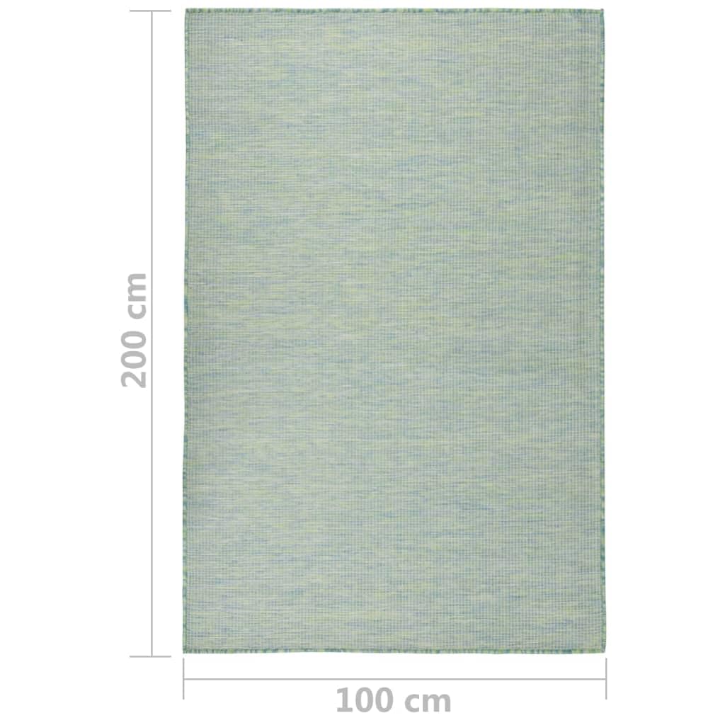 Tappeto per esterni, tessuto piatto, 100 x 200 cm, turchese, resistente alle intemperie, ai raggi UV, durevole, facile da pulire, per balcone, terrazza, pavimento esterno