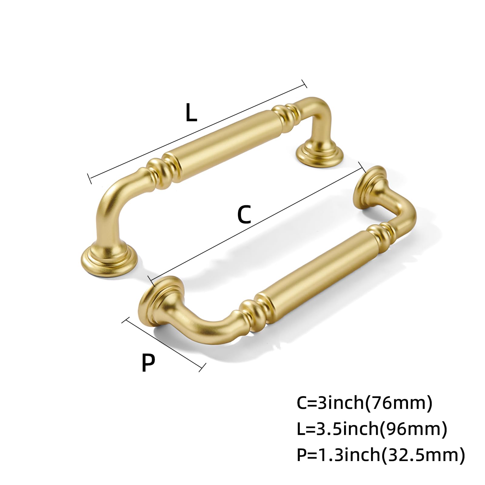 Brushed Brass Cabinet Pull - 80392, 3 in (76 mm) — KHTUMEWARE