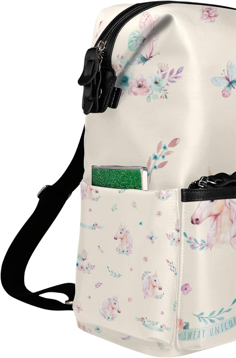 ユキオ(UKIO) リュックサック リュック 大容量 おしゃれ かわいい 防水 軽量 ユニコーン ピンク 高校生 登山 出張 旅行かばん 2Way 通学通勤 修学旅行 四角い