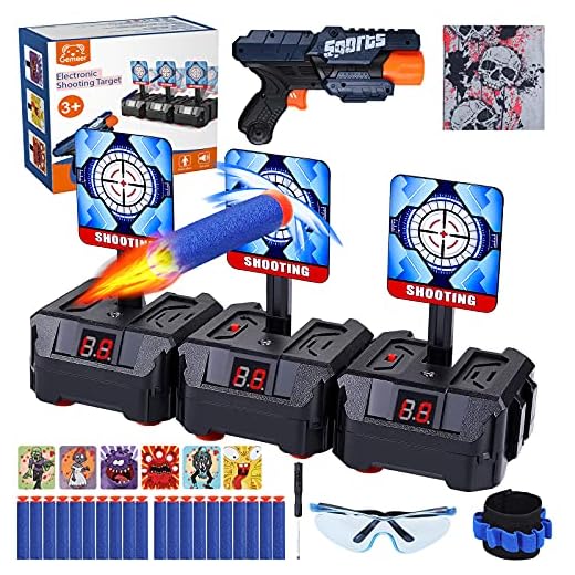 Gemeer Objetivo de Tiro electrónico Pistolas para Nerf-Auto Reset Blancos Digitales Eléctricos con Espuma Dardos Pistolas de Juguete para Niños, Juego de Disparos con Gafas,Diana de nerf