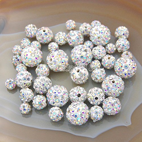 AD Beads 30Pcs Quality Czech Crystal Rhinestones Pave Clay Round 6mm,8mm,10mm,12mm (6mm, Clear AB)