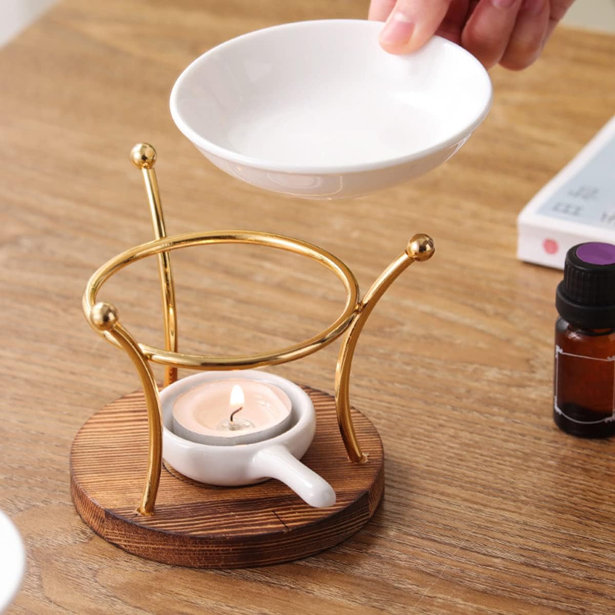 Amazon.co.jp: アロマポット 茶香炉 オイルウォーマー 木製アロマ