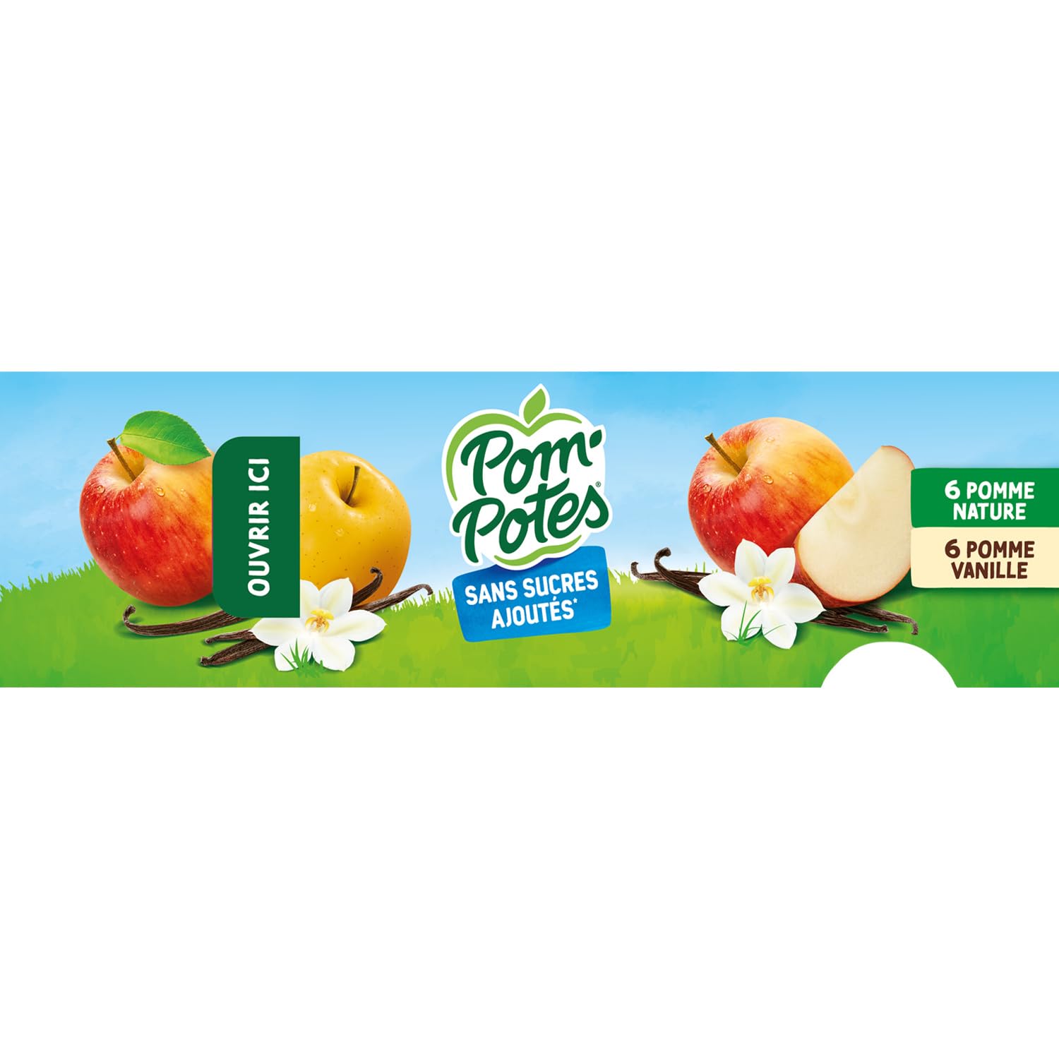 POM'POTES Compotes Gourdes Sans Sucres Ajoutés Pomme & Pomme Vanille - Lot de 12 x 90 g - Purées de fruits françaises en format nomade - Lot de 3