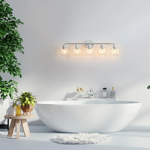 Miniatura 84 de Lámparas de baño doradas para tocador, 3 luces, apliques de pared, luces de latón cepillado con pantallas de vidrio transparente, lámpara de pared