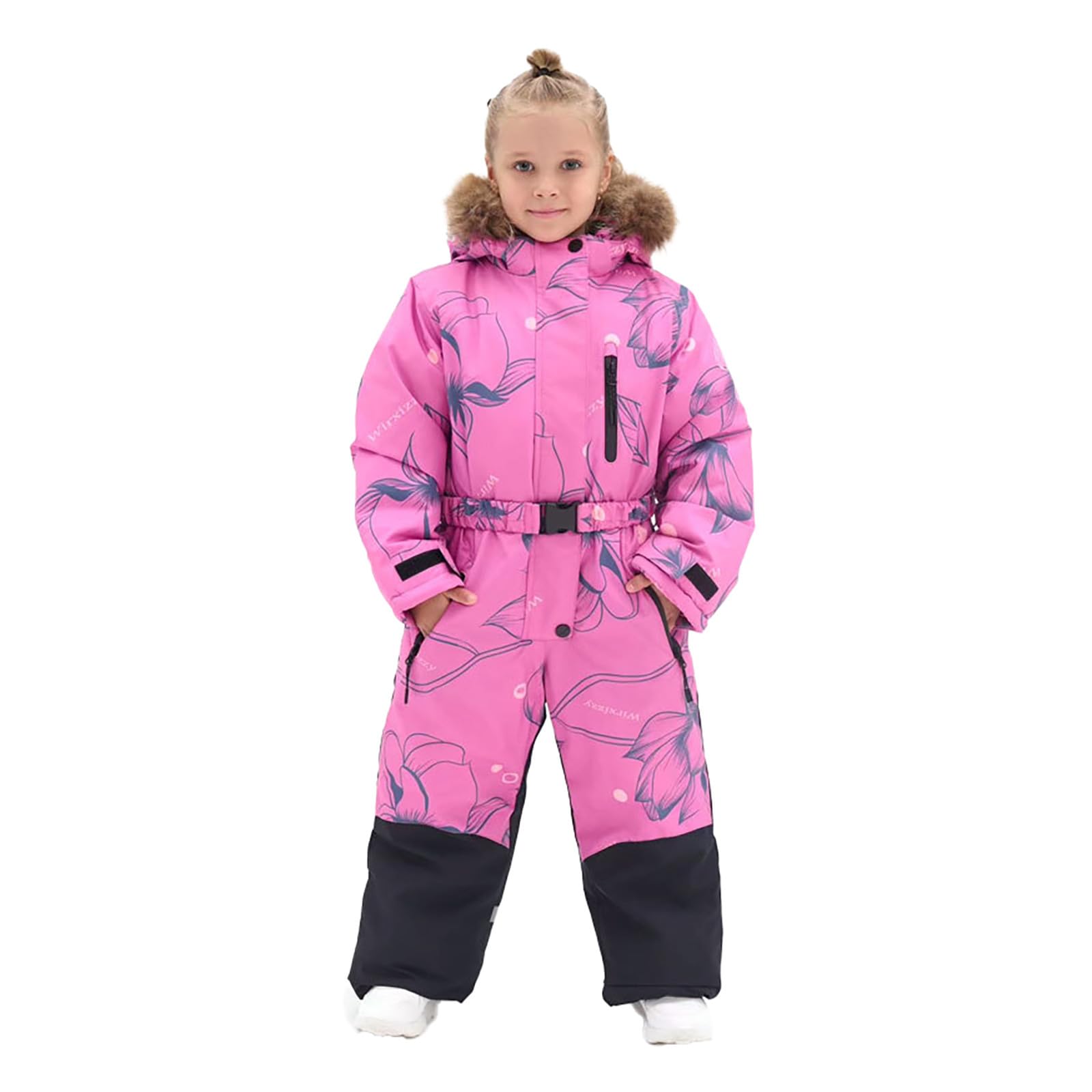 Generisch Tuta da neve da bambina, antivento, abbigliamento da sci, invernale, isolante, giocattolo per attività all'aperto con stampe