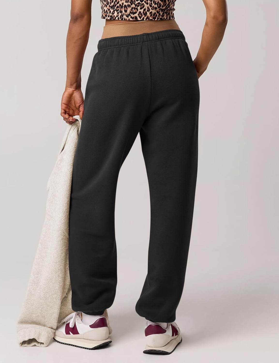 HeSaYep Women's Sweatpants Baggy Interior Drawstring High Waist Sweat Pants Cinch Bottom Jogger Pants - Image 2