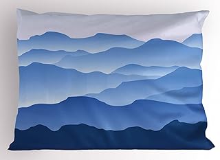 Ambesonne Mountain Pillow Sham, Nature Theme a Panoramic Silhouette of The Mountains in The Morning Illustration Print, Decorative Standard King Size Printed Pillowcase, 36